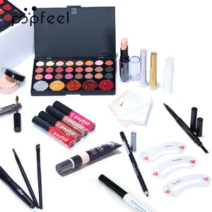 Cosmetic makeup Kit set, shadow palette, lip gloss set, liquid lipstick, makeup sponge, foundation, concealer, eyebrow 6 Main sales set of brightness - №2