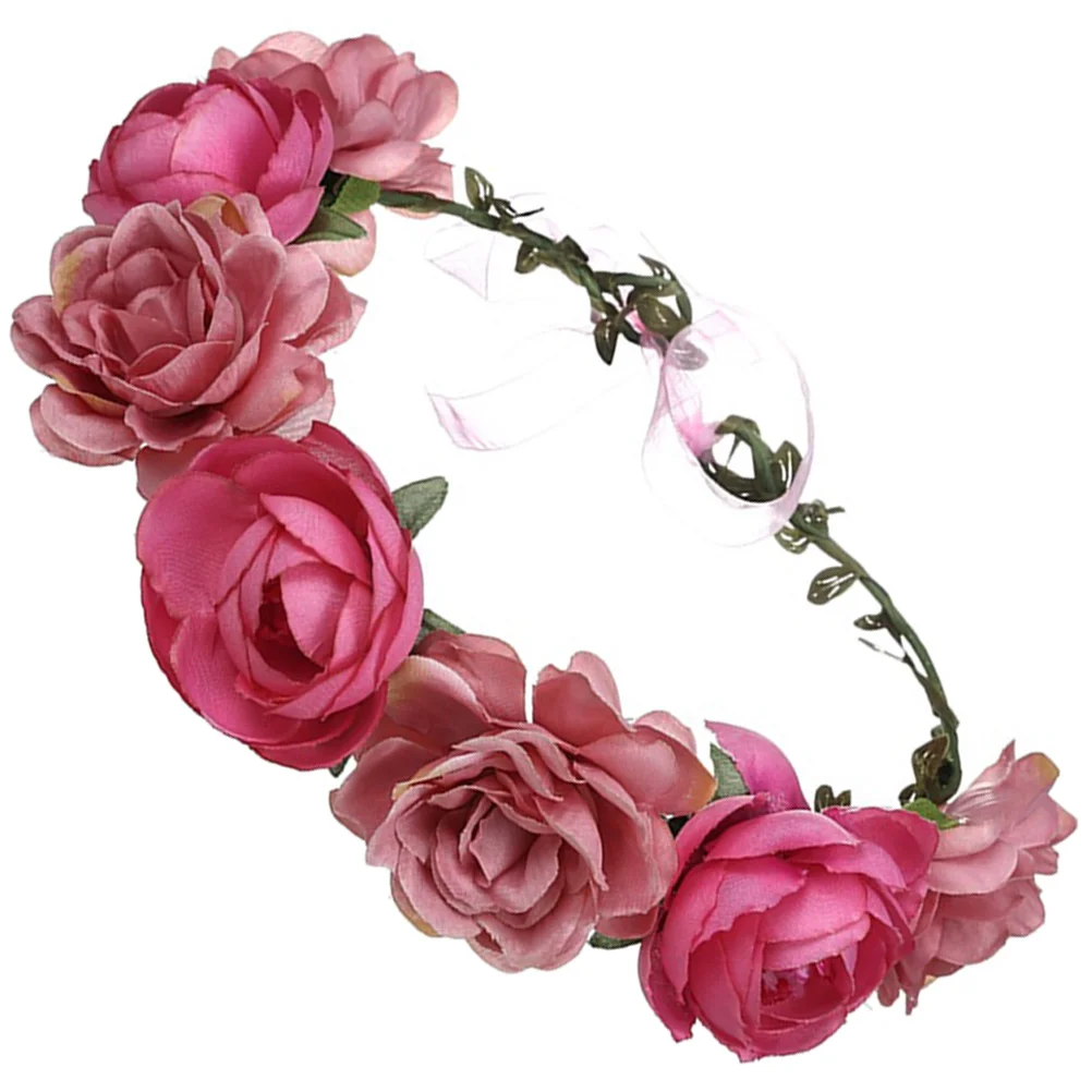 

Simulated Rose Headdress Headband Floral Hair Wreath Headpiece Woman Fairy Bridal Flowers Wedding Travel Photography Beach Party