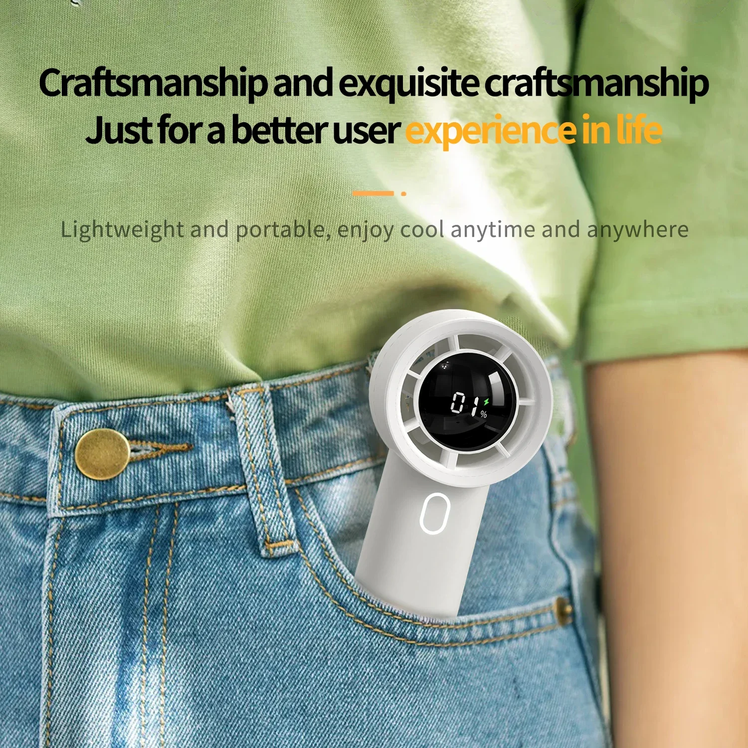 2025 New 3000mAh 100 Gears High Speed Fan Mini Air Conditioner Portable Fan Air Cooler with LED Display Screen Super Cool Wind