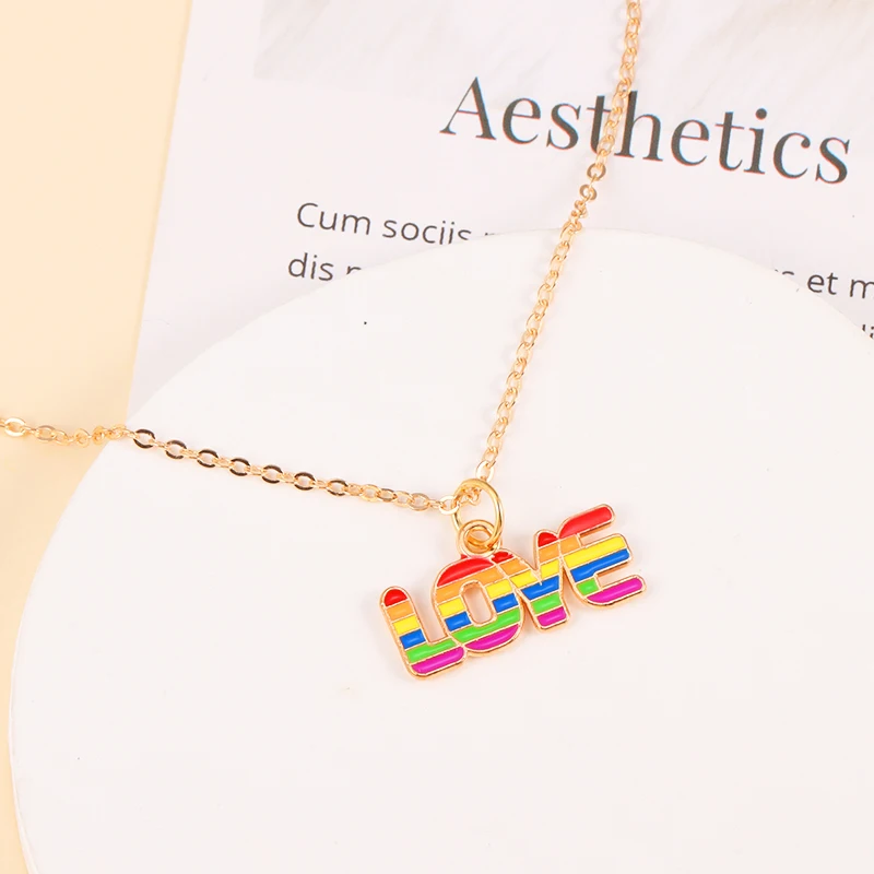 New In Colorful Rainbow Love Wins Heart Pendant Necklace LGBT Support Charm Choker Necklace For Women Men Party Jewelry Gifts