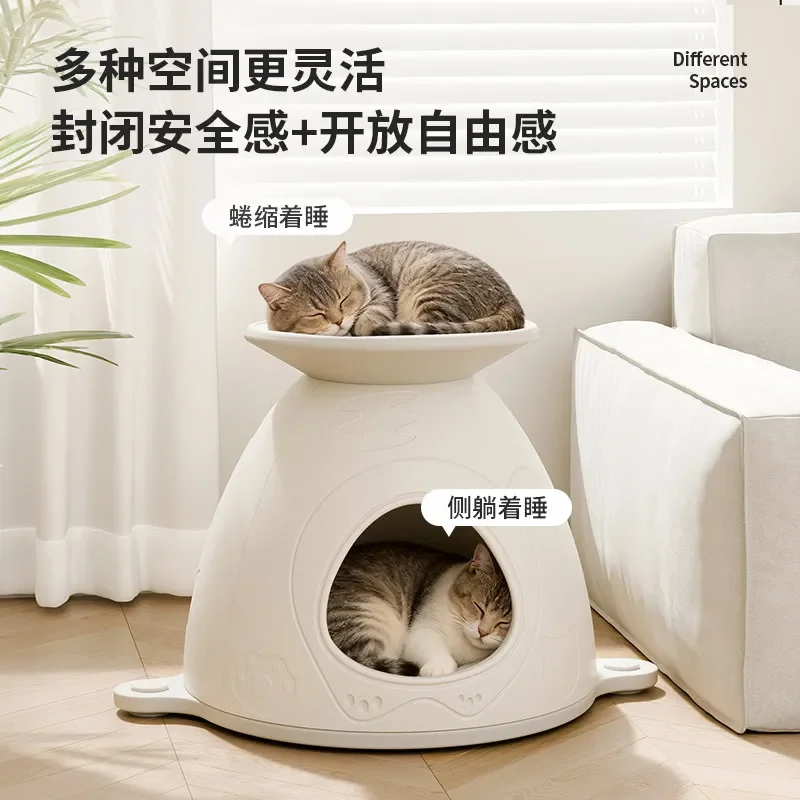 Cat's House Double Layer Cat Bed Semi Enclosed Bed for Cats Safe Pet Bed Two Tier Cat Sleeping House for Cats Cat Safe