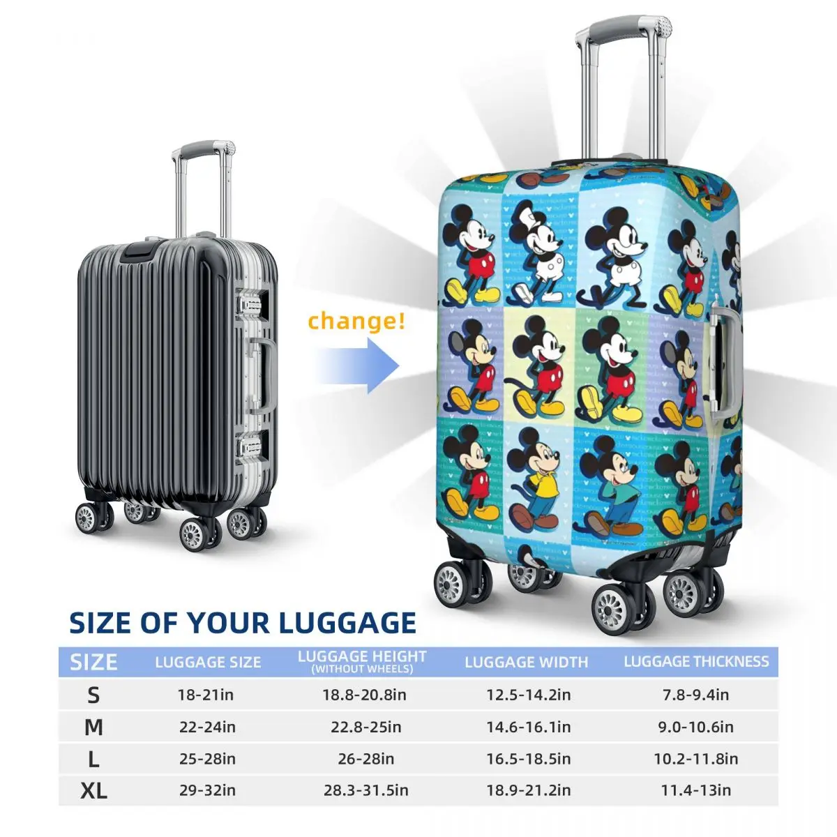 Funny Mickey Mouse Suitcase Cover Elastic Travel Protection Luggage Accesories Vacation