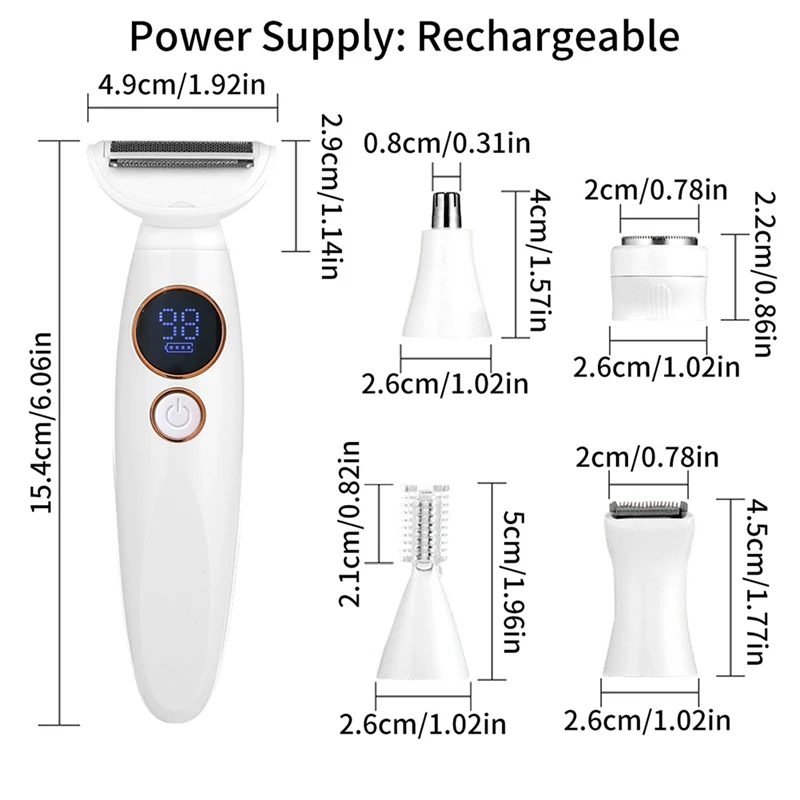 Multifunctional 5 In 1 Women Hair Removal Instrument For Women Shaver Lady Shaver Body Hair Trimmer Portable Painless