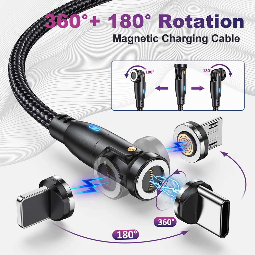 AUFU 100W USB C Magnetic Cable 5A Fast Charging Micro Type C Cable for IPhone Samsung Xiaomi Magnet Charger Wire Cord USBC Cable