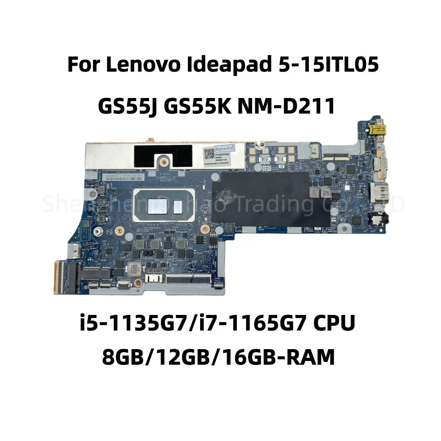 NM-D211 para Lenovo Ideapad 5-15ITL05 placa base para ordenador portátil con i5-1135G7 i7-1165G7 CPU 8GB/12GB/16GB-RAM UMA 5B20Z55037 5B20Z53368