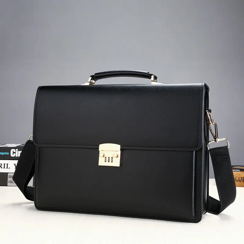 Maleta New Male Bring Password Lock Briefcase Diagonal Package Genuine Leather Computer Laptop Bag Men Messenger Luxury Handbags