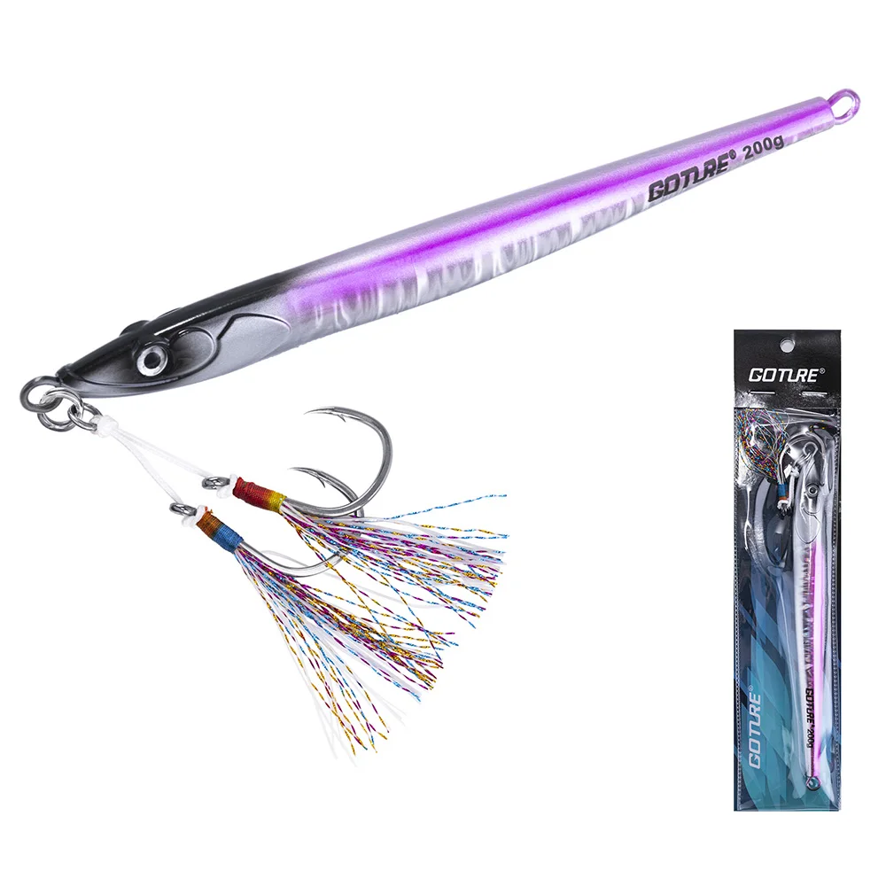 

Goture Vertical Fast Sink Jig Fishing Lure 150g 200g Luminescence Rapid Drop Deep Sea Metal Spoon Baits Tackle Bass Snapper