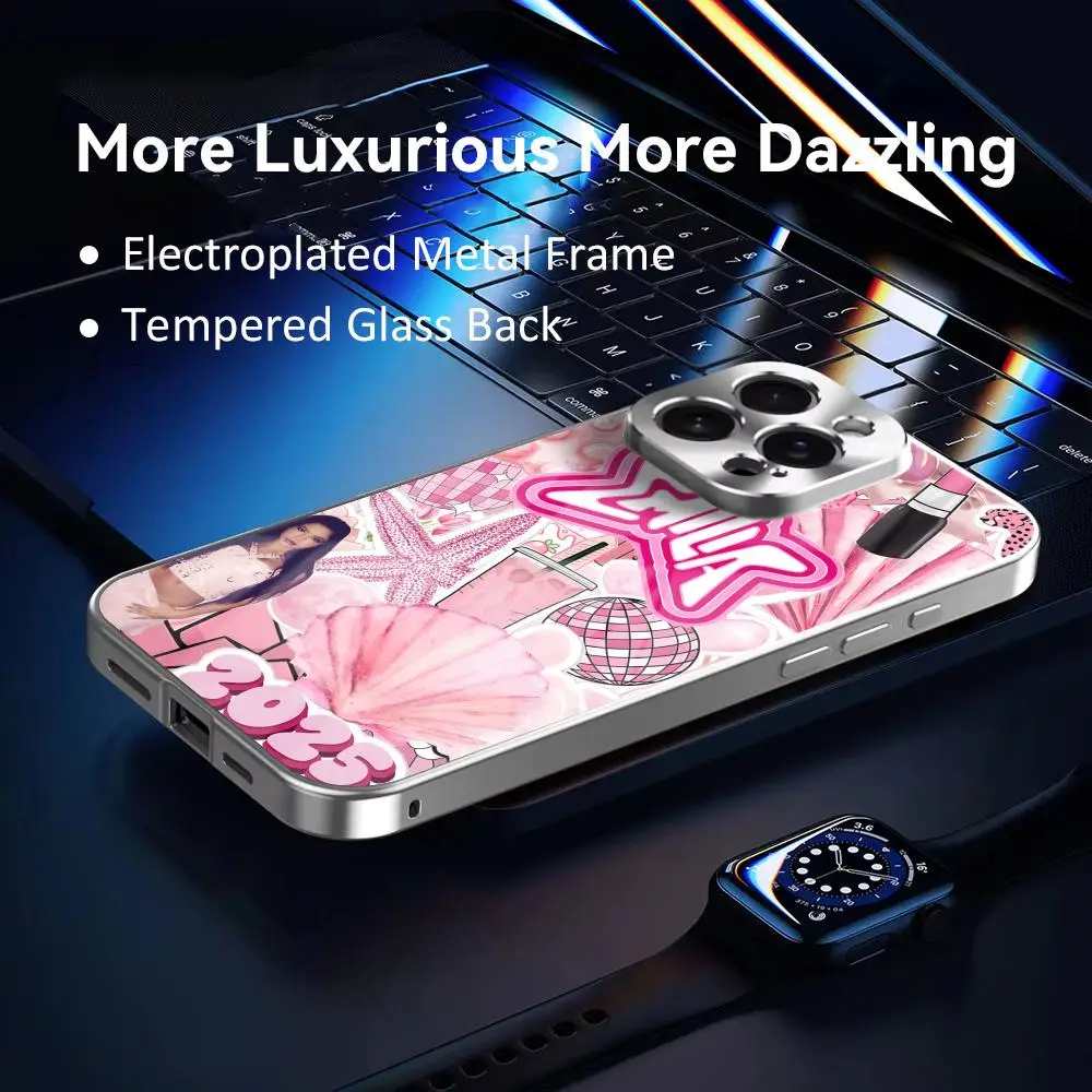 Singer E-Emilia Mernes Phone Case For IPhone 17 16 15 14 13 12 Pro Max Plus Electroplated Metal Bumper Shockproof Case