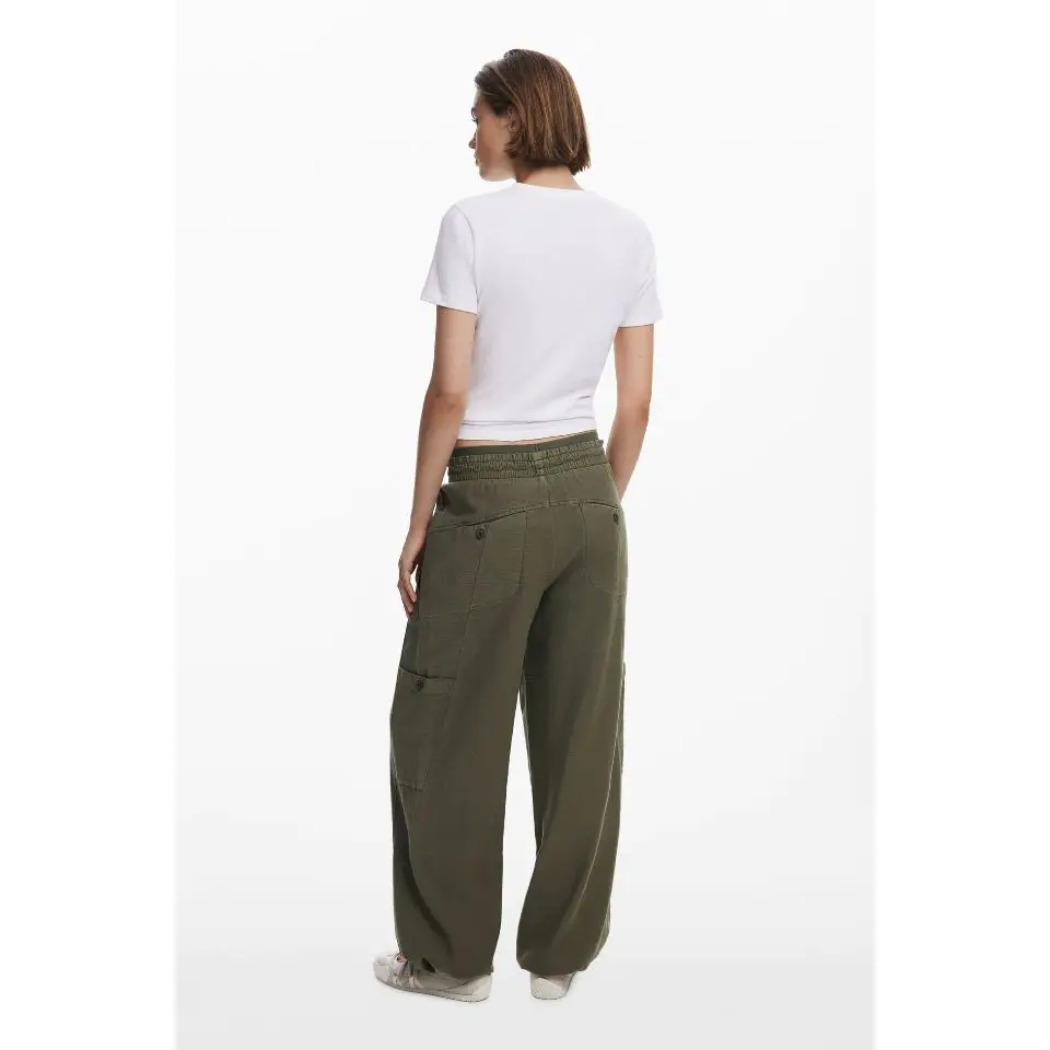 Spanish Export Single, Multi-Pocket, Elastic Waist, Elastic Heel, Loose Women's Casual Workwear Pants