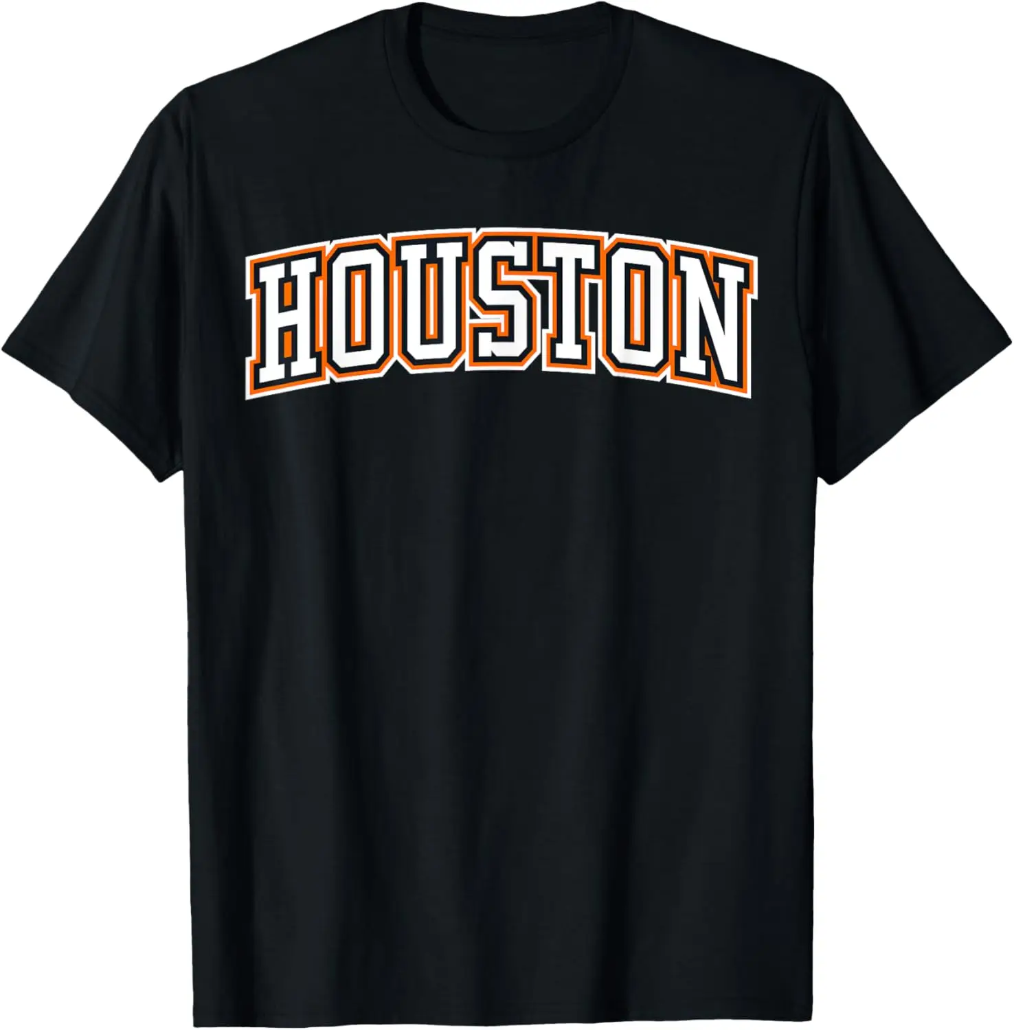 

Houston TX Texas Varsity Style Space City Black Orange White T-Shirt