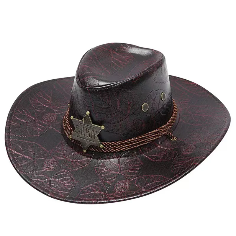 Retro Sheriff Cap Western Cowboy Hat Men Sunscreen With Wind   Rope Sunshade Cap Riding Tourism Outdoor Mountaineering Hat