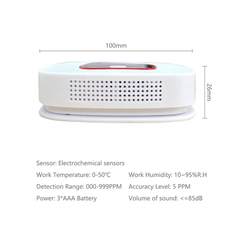 CO-Monóxido de Carbono Alarme Detector, Detector, Alarme, Sensor para Segurança Doméstica, Adverte Acusticamente e Opticamente