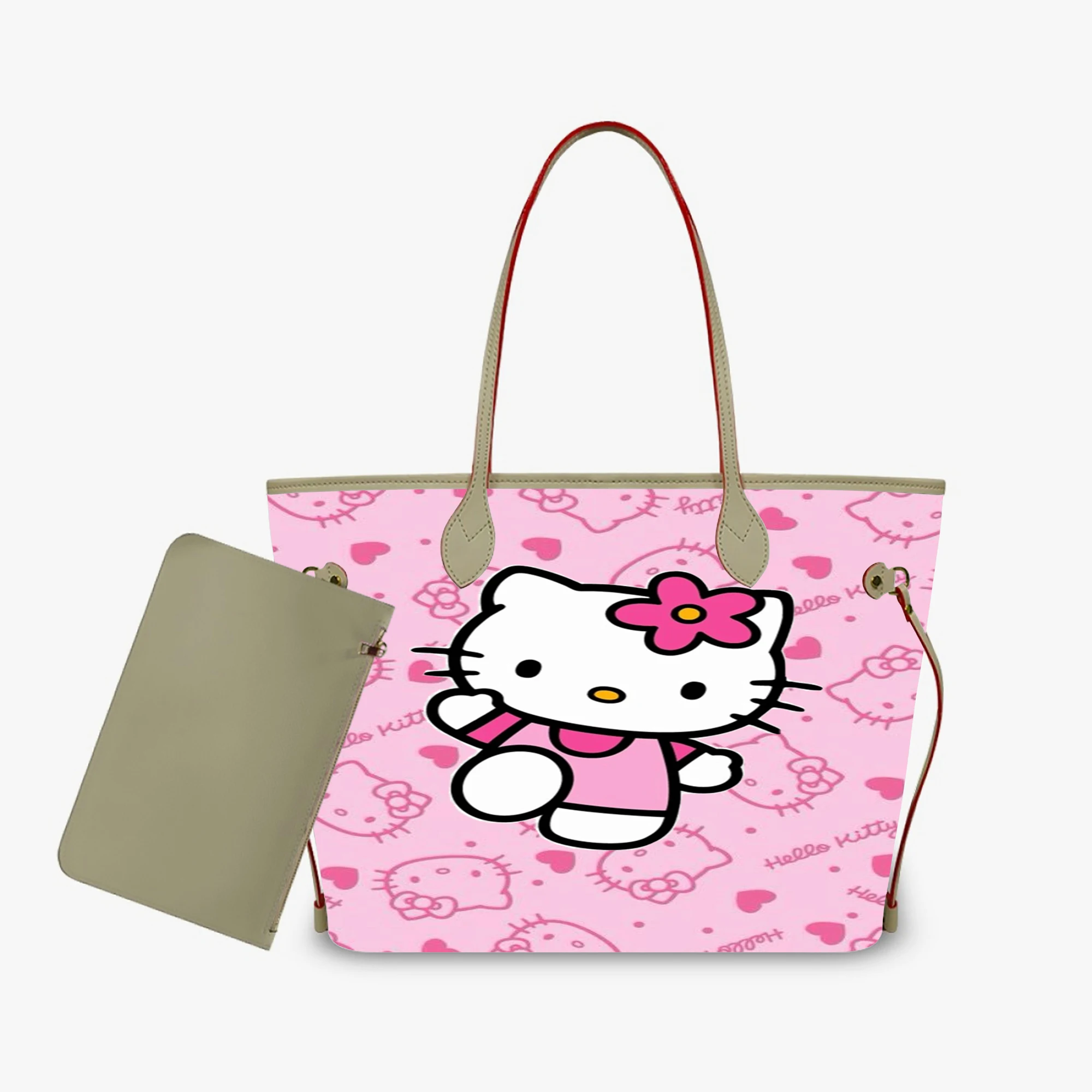 

Сумка женская Hello Kitty, индивидуальный дизайн, мультяшный стиль, большая вместимость, новинка 2026 года, для вечеринок, модная