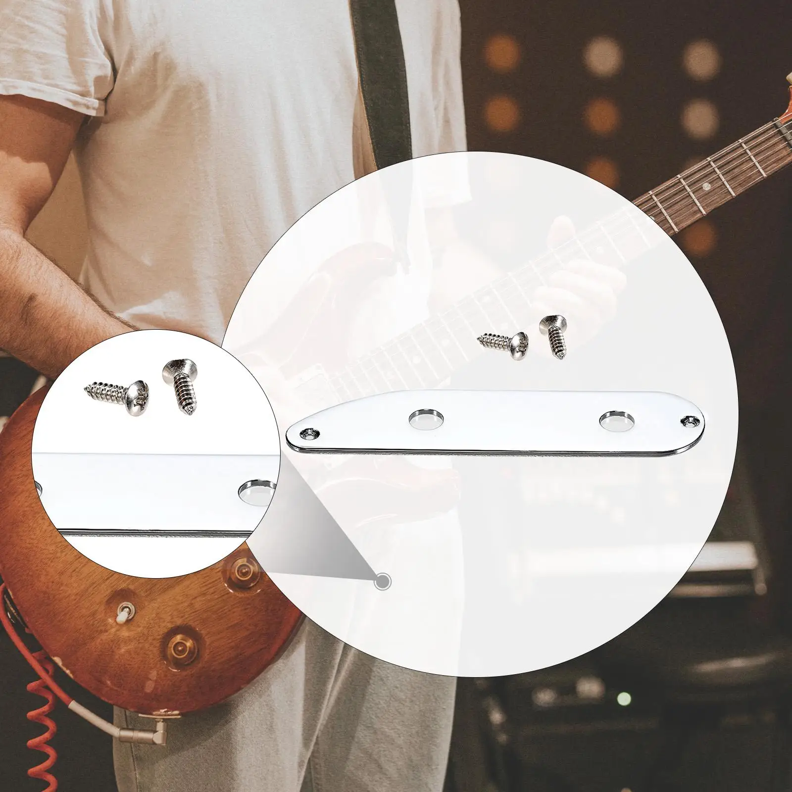 Metal Control Plate for Bass Guitar Two Hole Mount Repair Part Durable Musical Instrument Upgrade Piece