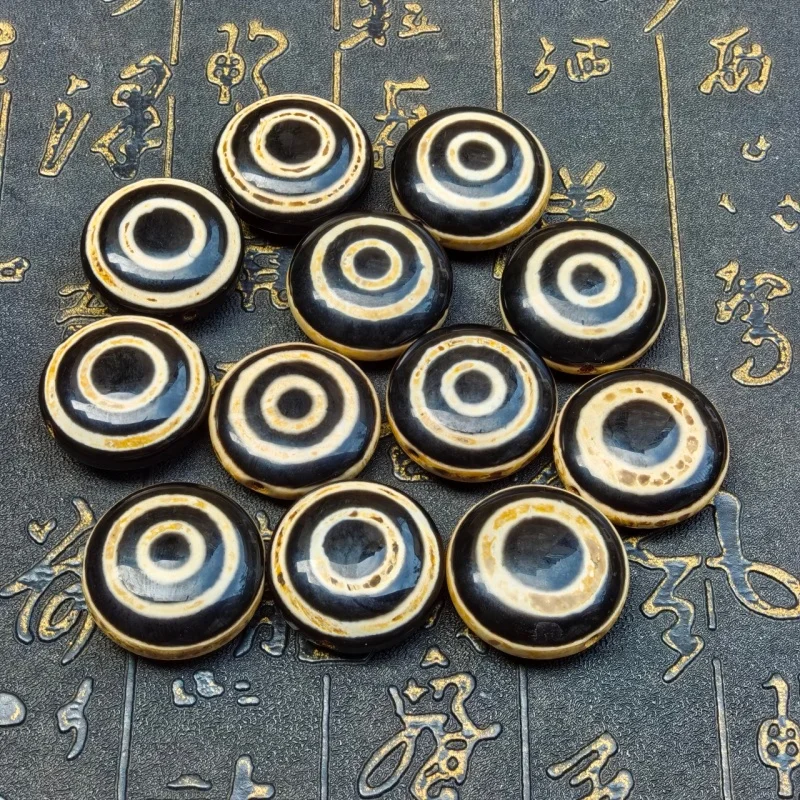 Tibetan Repetitive Eyes Sky Eye Totem Round Cake Agate Dzi Beads DIY Men's&Women's Jewelry Bracelets Necklaces Free Shipping