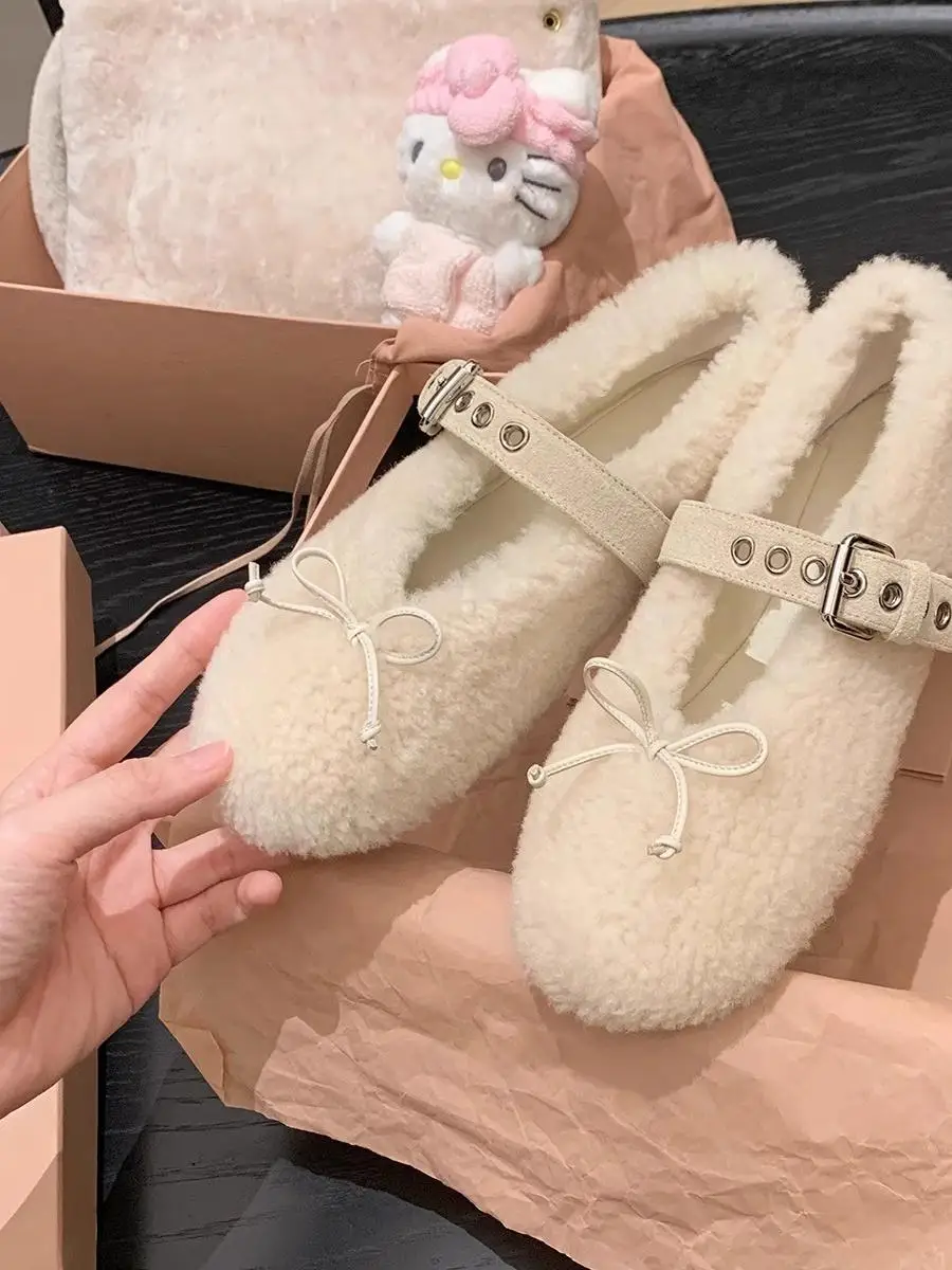 

Женские лоферы без шнуровки с круглым носком и узлом Plu oes, теплые ботинки на плоской подошве на низком каблуке с кожаной подкладкой Thi Bean Bean oes