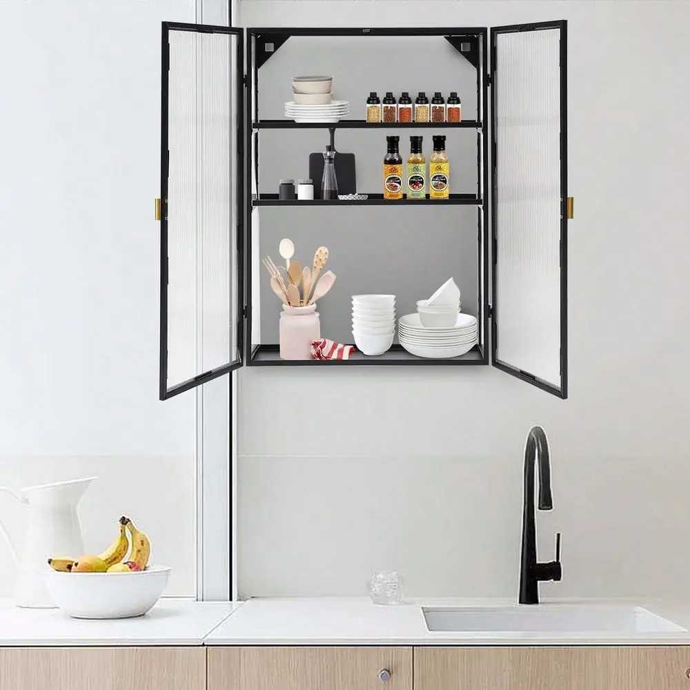 

Wall Mounted Kitchen Storage Cabinet, Double PC Door Sideboard Buffet Cabinet Wall Storage Cabinetm, Kitchen Rack Cabinet Shelf