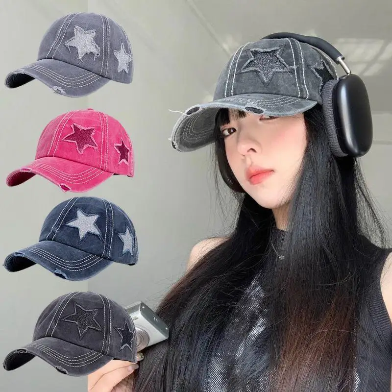 

Retro Hole Baseball Cap For Women In Spring And Summer, Featuring A Small Face Pink Duckbill Cap With A Wide Brim Hip Hop Hats