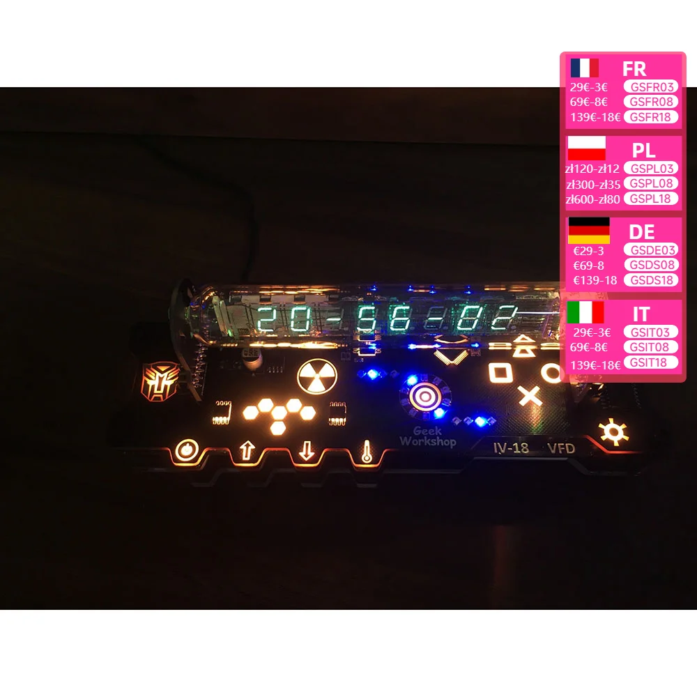 Botón Táctil IV-18 reloj de tubo VFD, consulte Nixie RGB, LED, decoración del hogar con Control remoto, mesa Digital