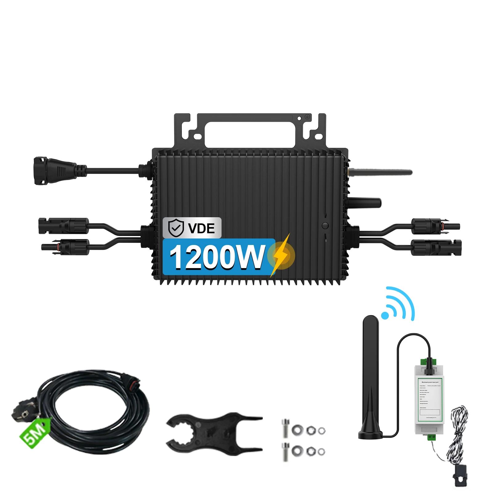 1200W Anti-Rückfluss-Mikro-Wechselrichter, Solar-Wechselrichter mit WLAN, IP67 wasserdicht, Balkon-Kraftwerk, MPPT App-Steuerung Plug & Play – Detail 1