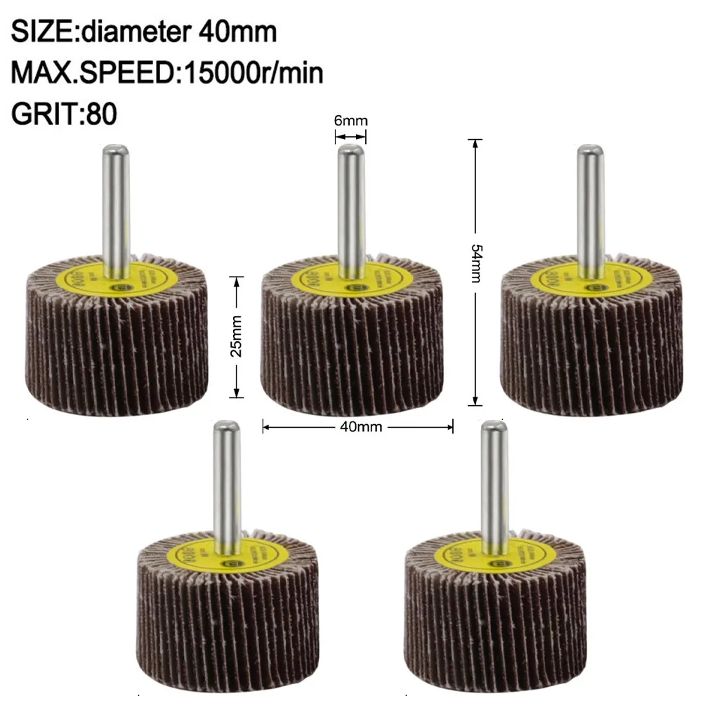 5pcs Sanding Flap Disc Grinding Wheel Bit 80 Grit 16/20/25/30/40mm For Rotary Tool Electric Grinder Power Polishing Tool Parts