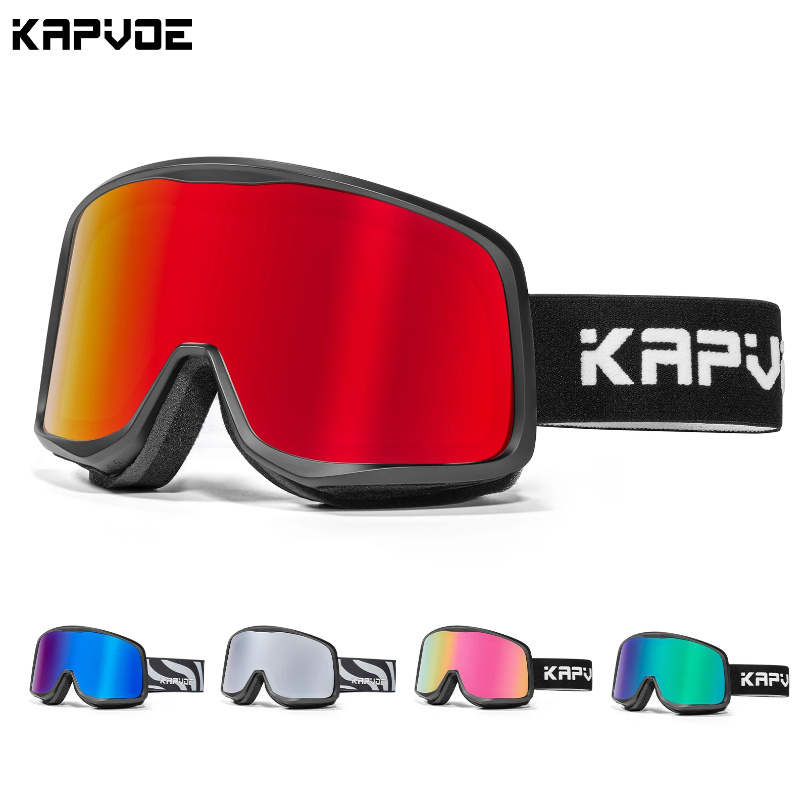 Kapvoe Hot UV400 Snow Goggles Ski Snowboarding Sunglasses Skiing Mask Men Women Anti-Fog Lens Kit Protection Snowmobile Glasses