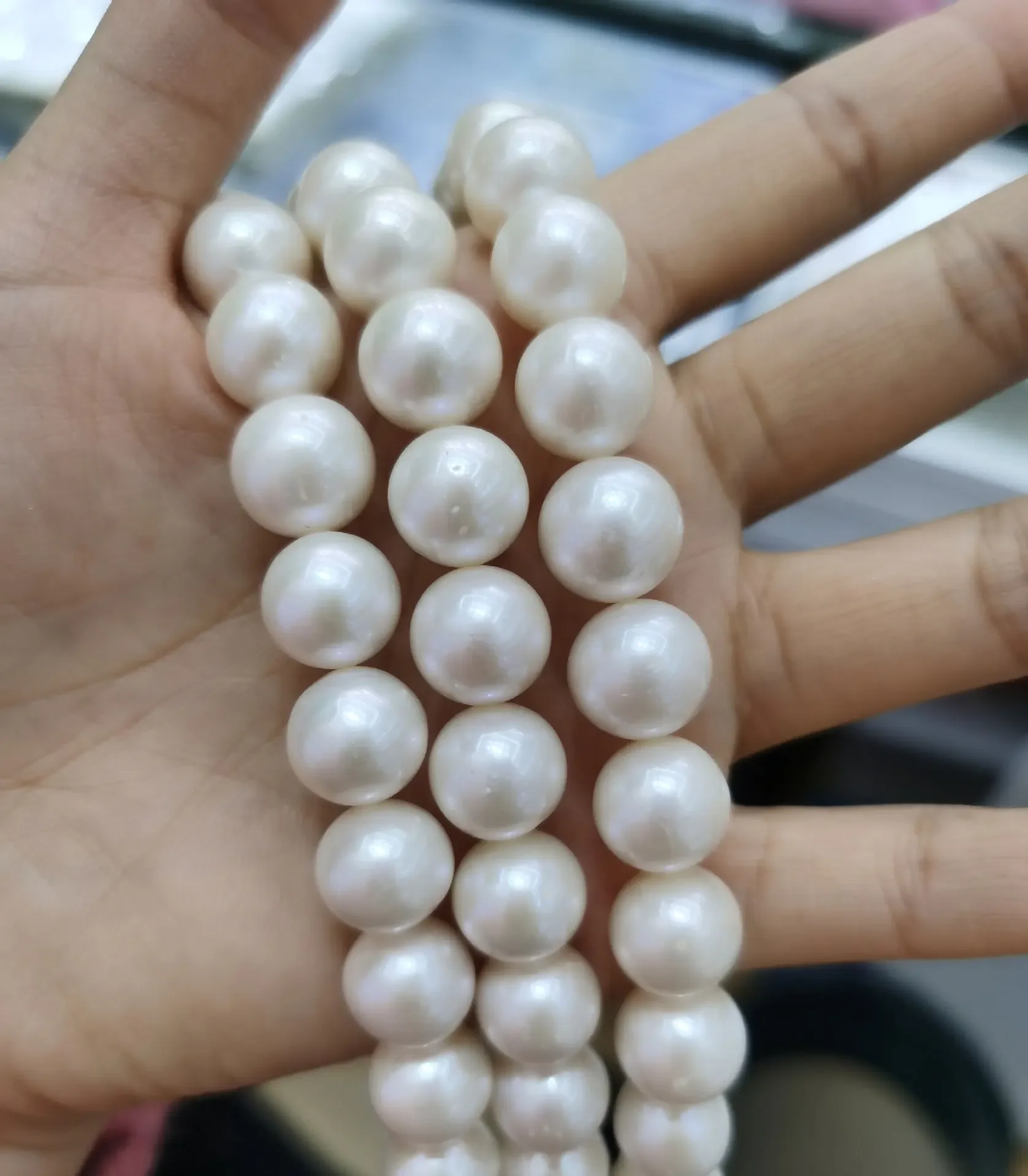 Rare 1 row necklace AAAA 12-13 mm natural Japanese round pearl necklace 925 s16-26 inch