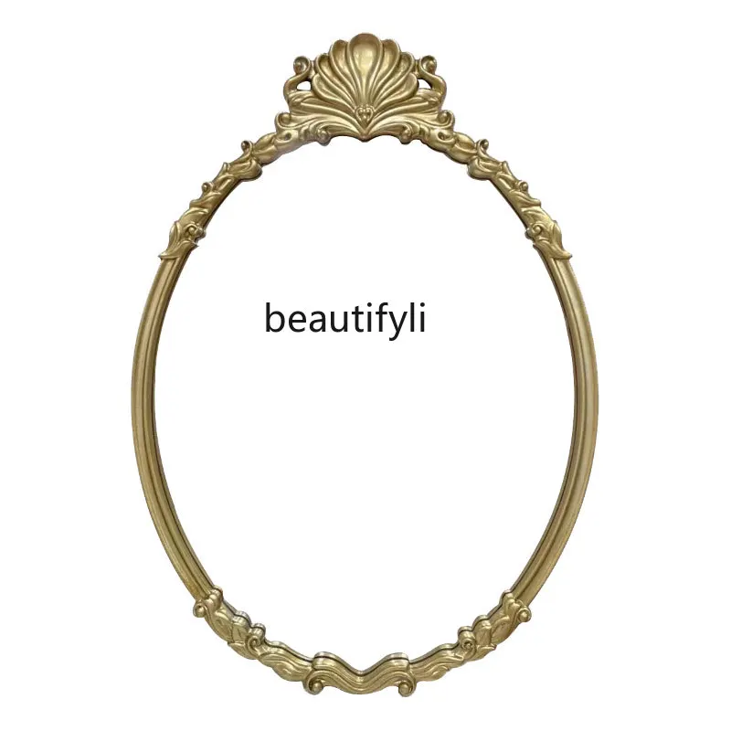 

French bathroom carved mirror toilet makeup mirror wall hanging light luxury wall hanging vanity mirror