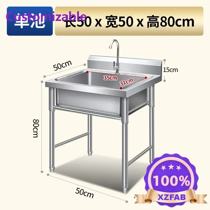 Factory Direct 2026 for 304 Thickened Stainless Steel Sink Single Double Three Platform Household Commercial Dishwashing Basin D