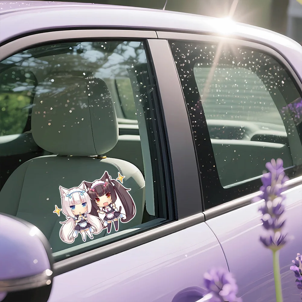 Chocolate and Vanilla Nekopara Car Stickers Cute Anime Theme Decals Vinyl For Body,Fuel Tank Cap,Windows,Bumper,Windshield,Doors view 2