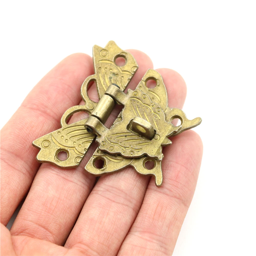 1PCS Wooden Jewelry Box Case Locks Retro Vintage Butterfly Latch Catch Lock Hasp Pad Chest Tools