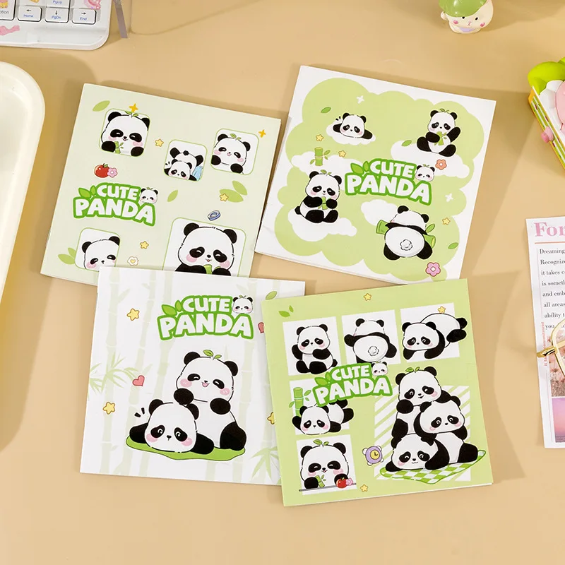 4pcs Cute Panda Mini Pocket Notebook Random Pattern Portable Memo Pad Student Stationery Prize Gift Small Diary Notepad