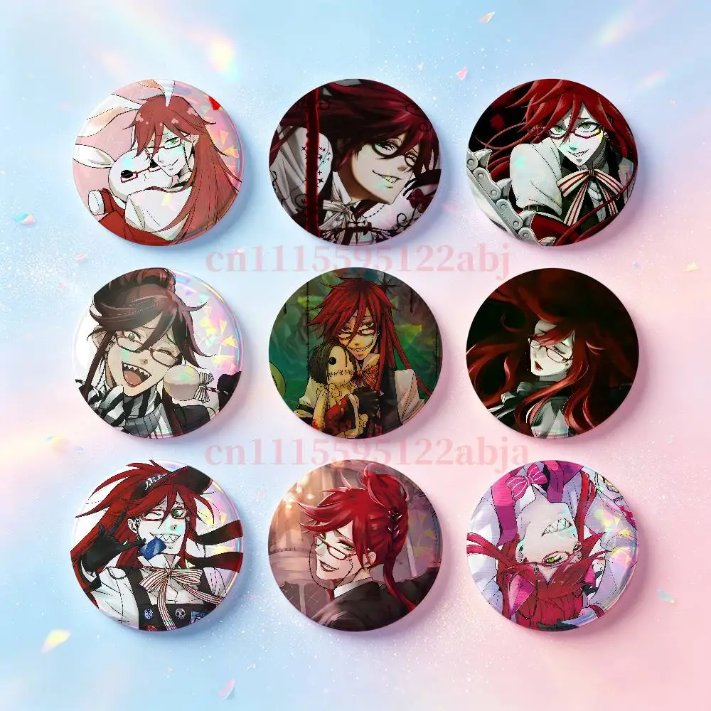 G-Grell Sutcliff B-Black Butler HD Print Badges Pretty Round Display Brooches IP merchandise 32mm 58mm 75mm 44mm 25mm