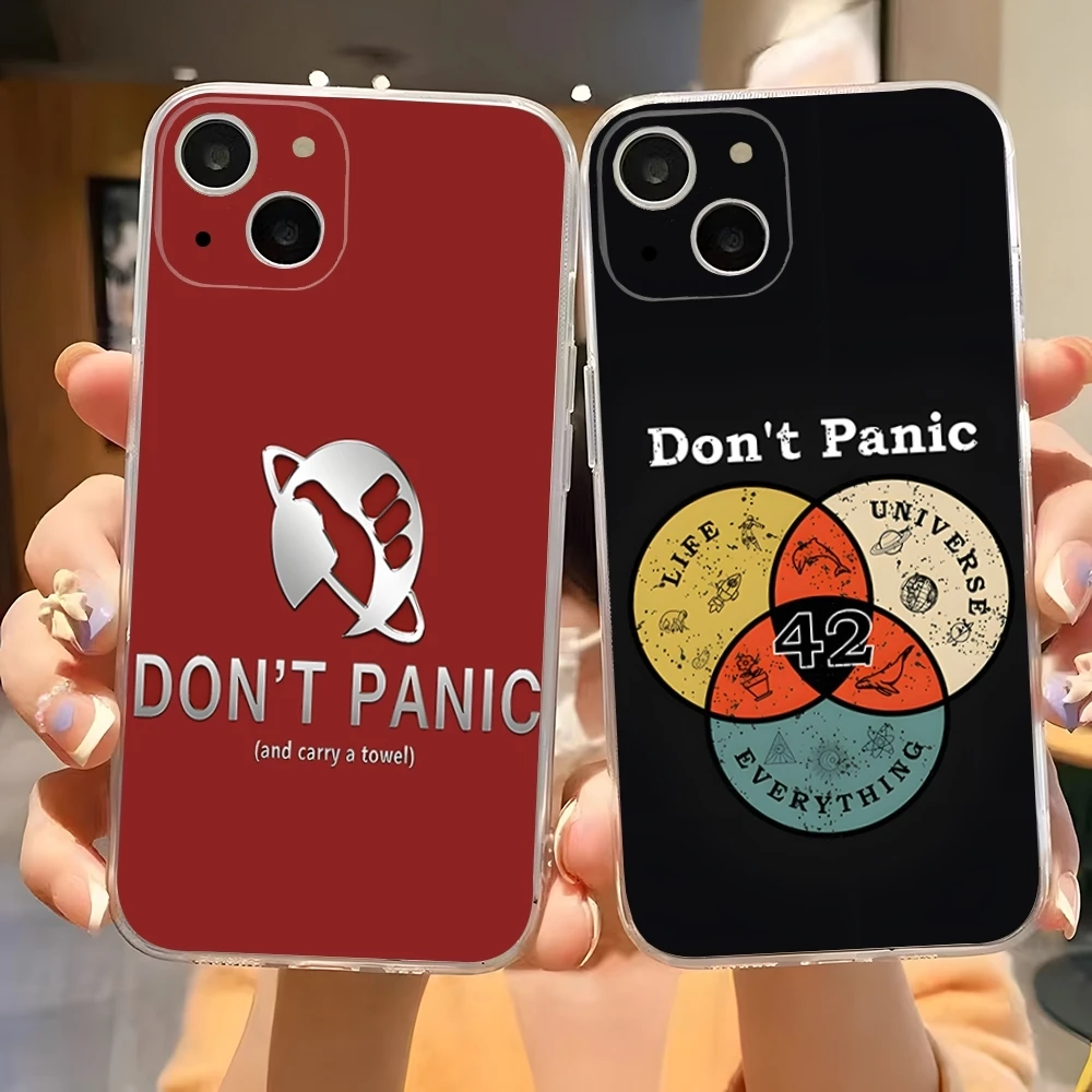 DON T PANIC 42 Phone Case Transparent For Iphone 15 14 Pro Max 11 12 Pro 13 16 7 8 Plus X XR XS SE Back Covers