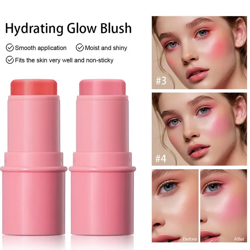 Bâton de fard à joues pour le visage 3 en 1, hydratant, durable, brillant, maquillage, 1 pièce