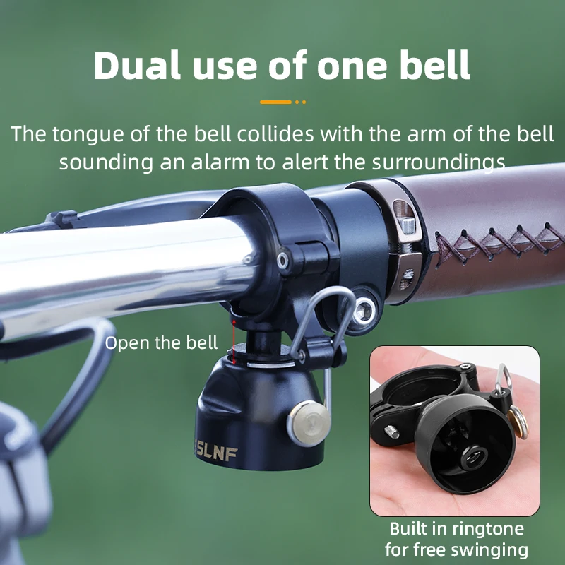 ESLNF Bike Bell with Single-Strike Mode and Constant Cowbell Mode Ringing Bike Bell for MTB Road Bike Copper Bicycle Bell