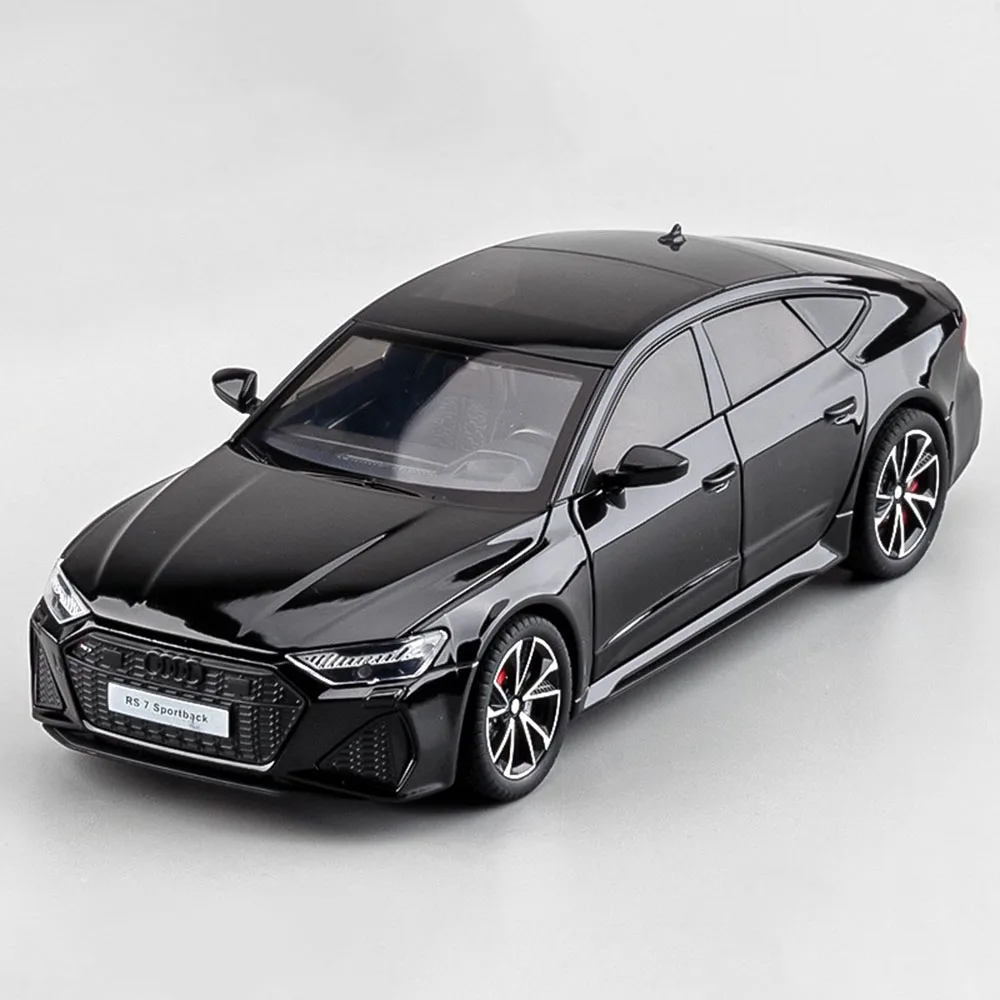 Scala 1:24 RS7 R8 V10 Modello di auto sportiva Giocattolo Diecast in metallo Suono Luce Tirare indietro Modelli di veicoli Giocattoli da collezione Regali di compleanno