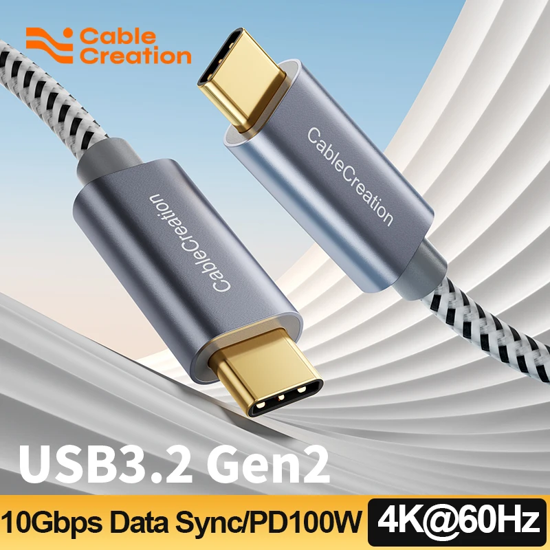 CableCreation 100W USB C to USB C 3.1 Gen 2 Cable 10Gbps 4K Fast Charging Cord For iPhone 16 15 MacBook iPad Galaxy Pixel SSD