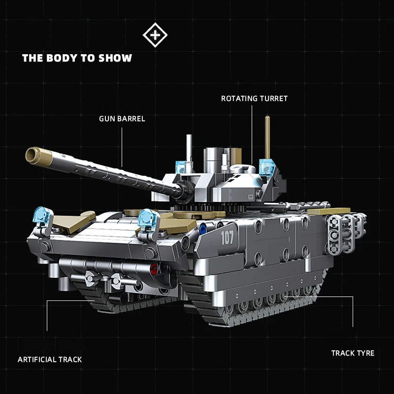 Véhicule militaire russe moderne Armata T-14 Armata, modèle de char de combat principal, bloc de construction, figurines de l'armée de la seconde guerre mondiale, jouets à assembler en brique