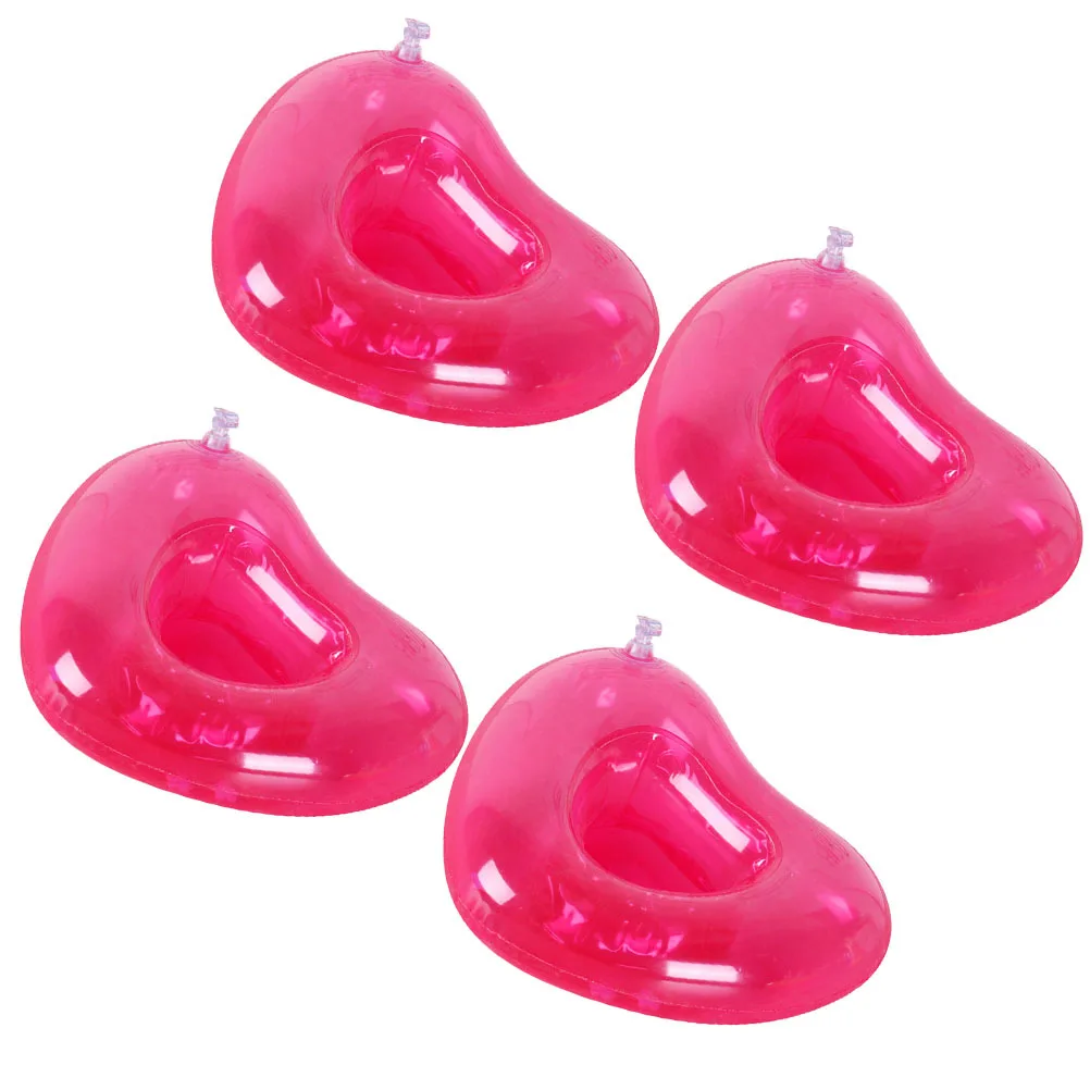 4 pezzi porta birra acqua PVC gonfiabile cuore rosa tazza tappetini galleggianti piscina spiaggia festa stabilizzatore per bevande porta birra acqua
