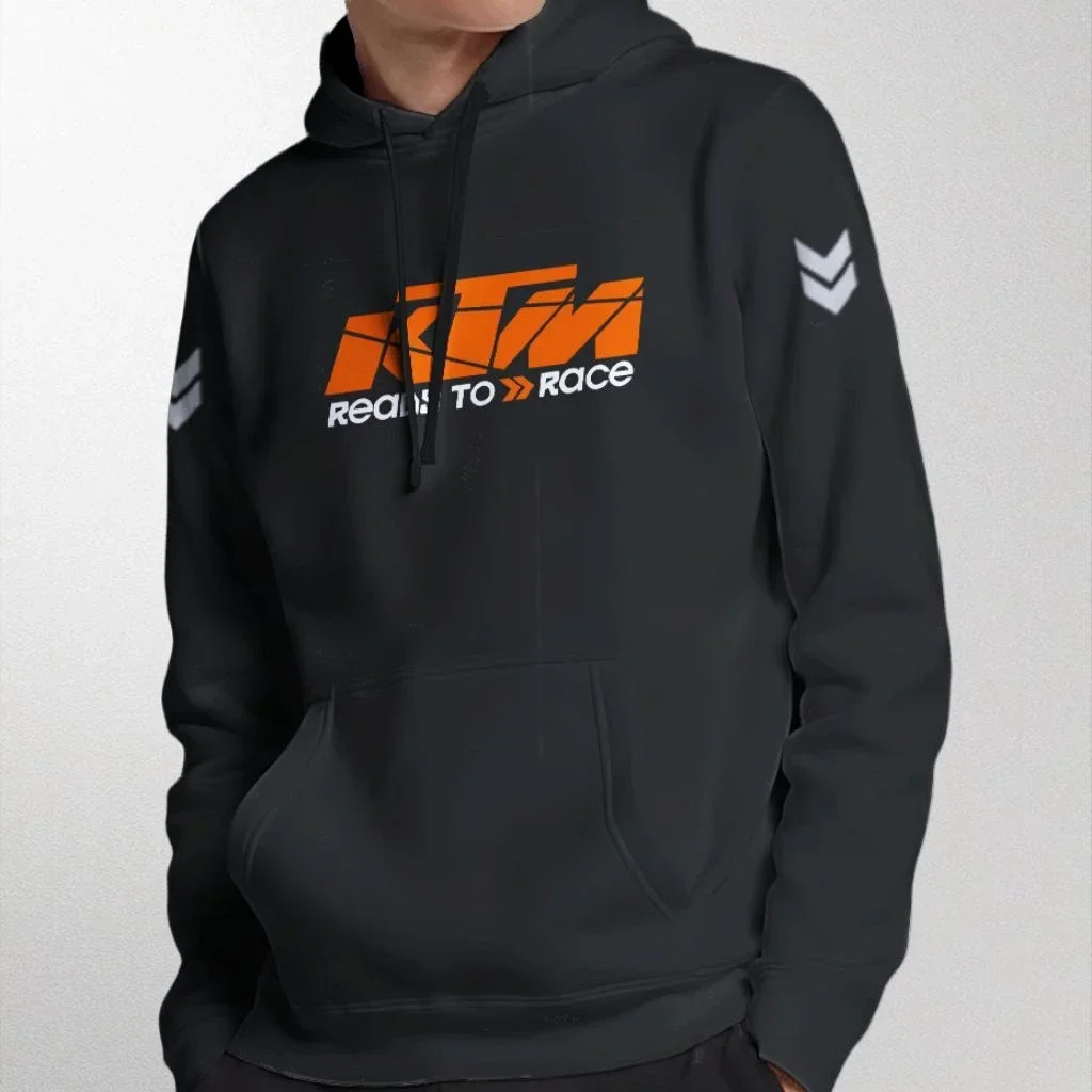 Sudadera con Capucha de Motociclismo KTM para Hombre, Estampado Gráfico, Corte Holgado, Estilo Urbano, Forro Polar para Otoño e Invierno