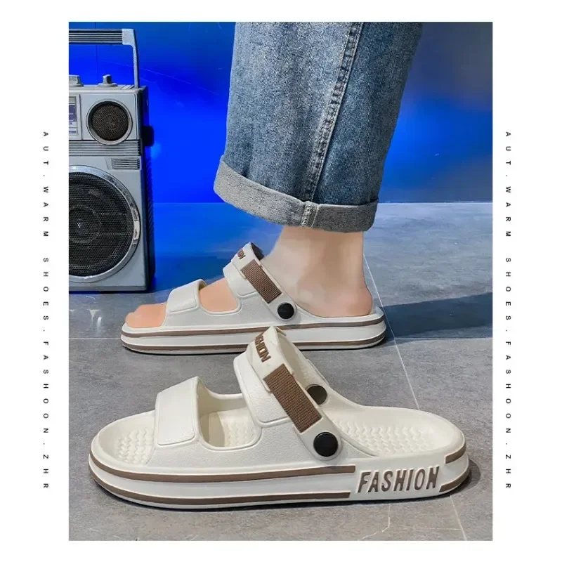 Модные летние мужские сандалии для спорта на открытом воздухе, универсальные двойные противоскользящие износостойкие пляжные тапочки с мягкой подошвой для вождения автомобиля