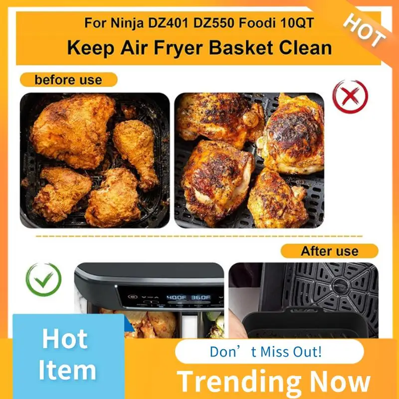 BBNV-2 قطعة بطانات سيليكون للمقلاة الهوائية للنينجا DZ401 DZ550 مقلاة هوائية مزدوجة قابلة لإعادة الاستخدام 10QT ملحقات سلة مقلاة هوائية غير لاصقة