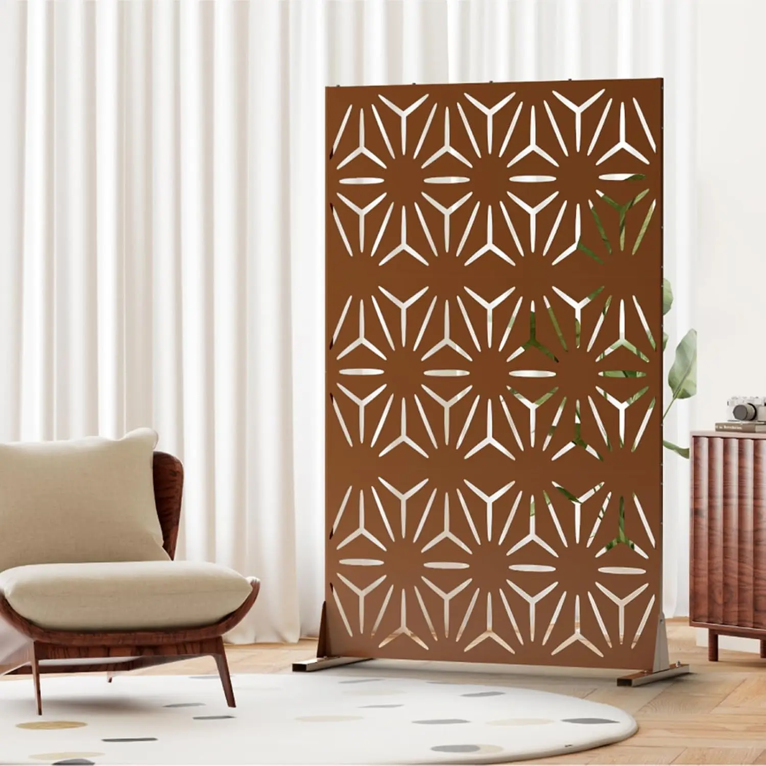 Metal Privacy Screen for Outdoor Freestanding 72