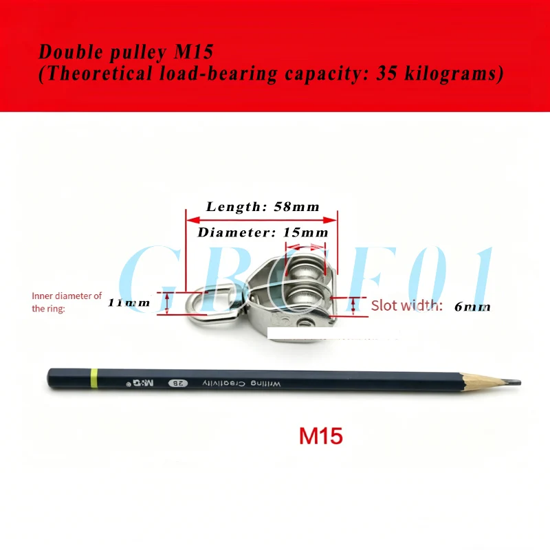 304 Stainless Steel Single/Double Pulley-Fixed Lifting Eye Pulley Load Bearing Pulley for Wire Rope Chain Pul M15-M100ling Hoist