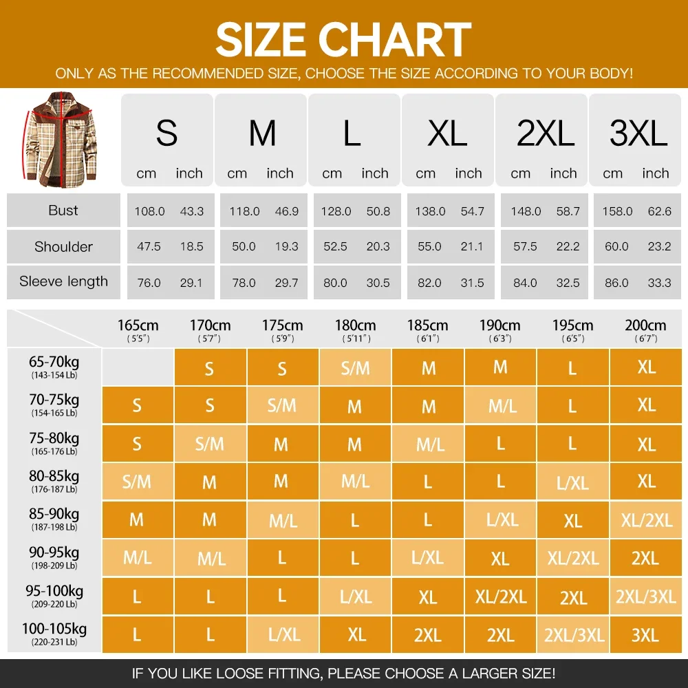 Men's Jackets Winter Windproof Warm Casual Bomber Coat Plaid Sherpa Lined Flannel Outdoor Classic Soft Jackets