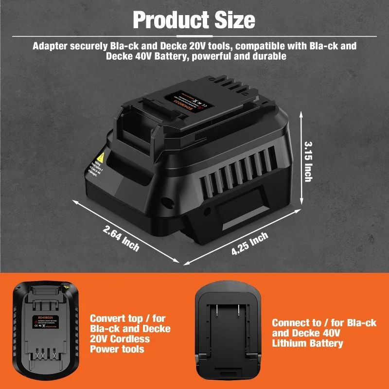 HAKSINKY أداة محول البطارية BD40BD20 لبلاك اند ديكر 36 فولت 40 فولت بطارية تحويل إلى لاستخدام أدوات كهربائية لاسلكية بلاك اند ديكر 20 فولت #5