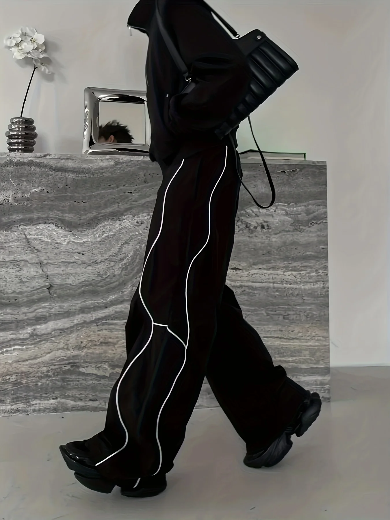 

Мужские брюки с контрастными боковыми линиями, свободный крой, уличный стиль для повседневного ношения