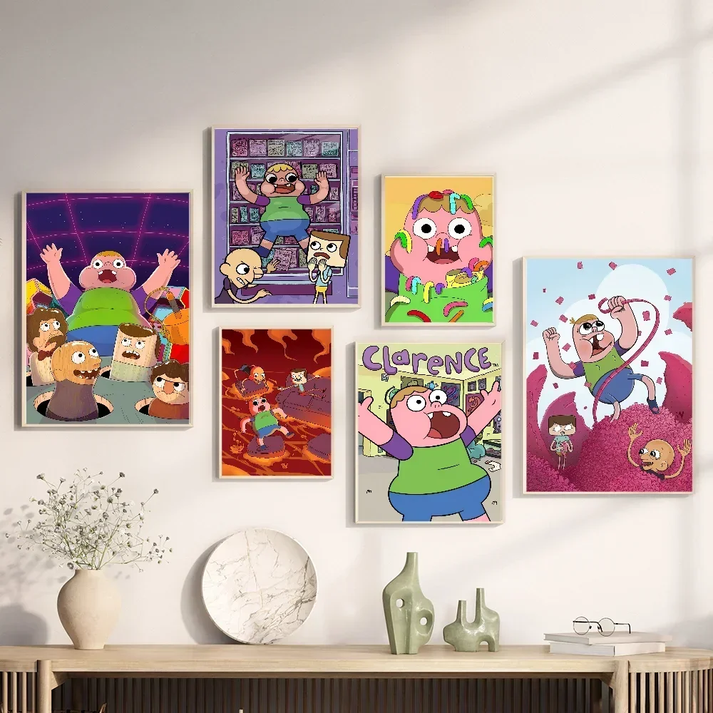 Cartoon C-Clarences TV Vintage Posters Sticky Vintage Room Home Bar Cafe Decor Kawaii Room Decor