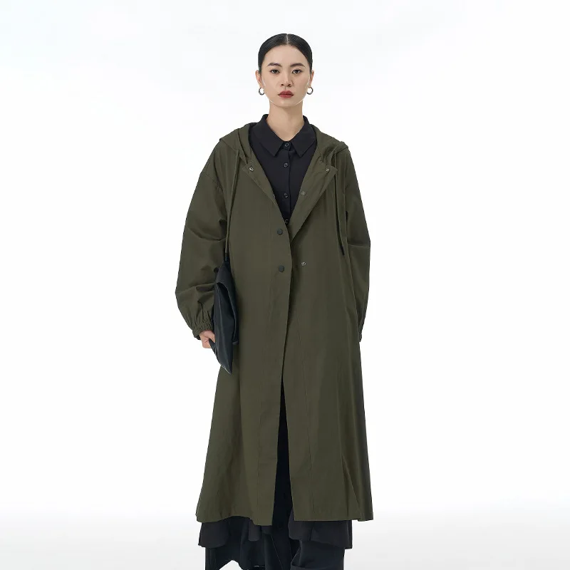 

SuperAen European and American Style Long Trench 2024 Autumn and Winter New Oversize Women's Loose Hooded Coat